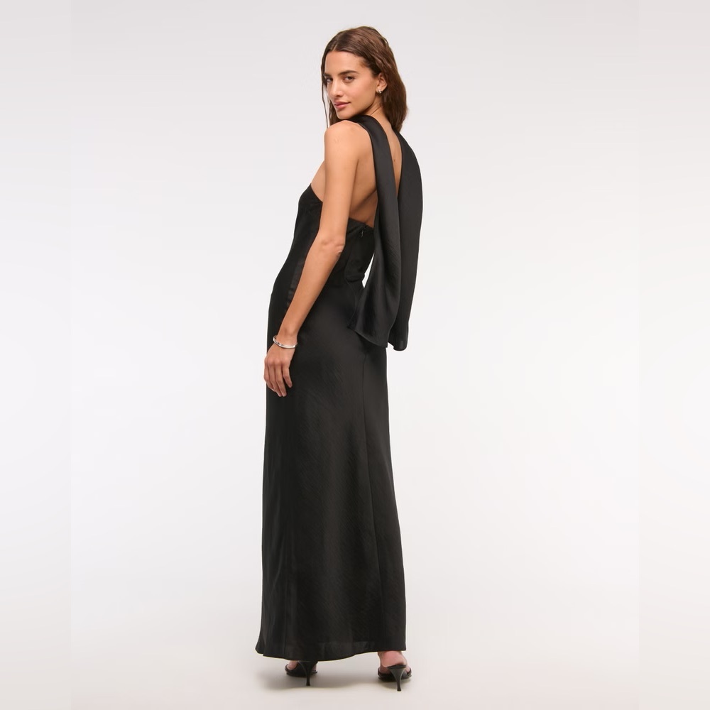 New Abercrombie Fitch Julia Strapless Scarf Maxi Dress Black Size Medium - Picture 4 of 16